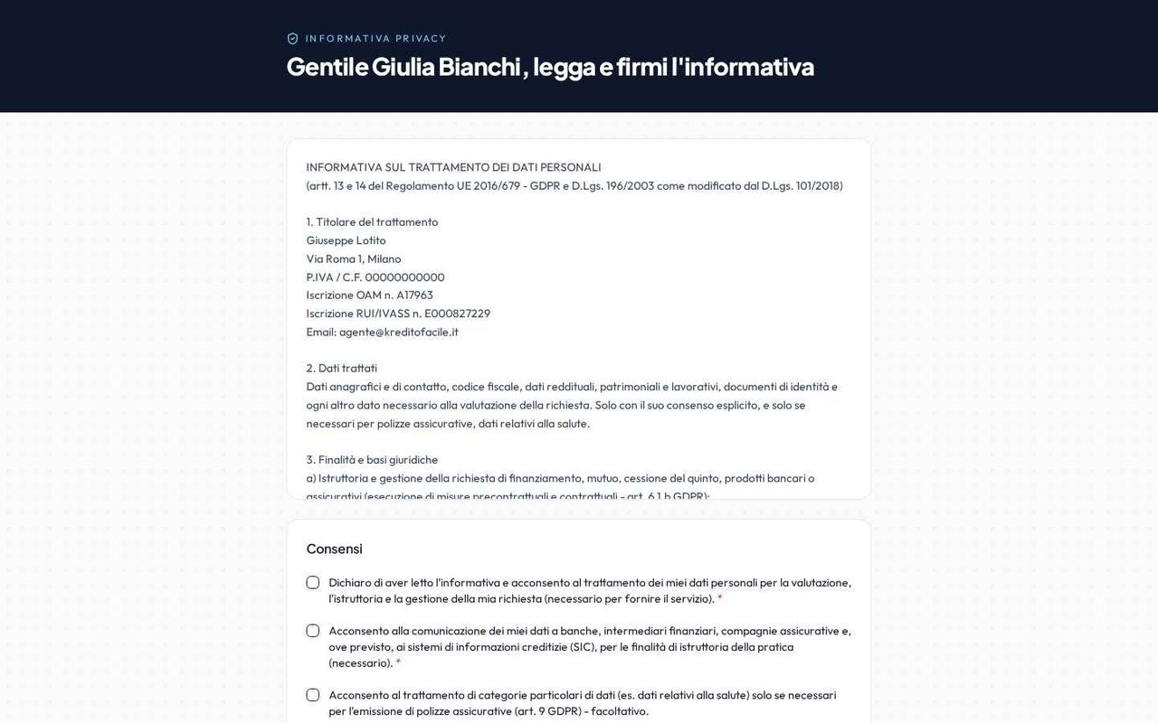 Privacy firmata online